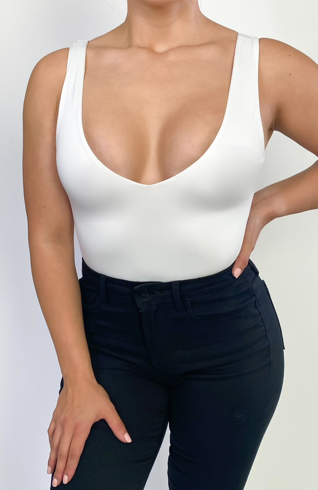 Favorite Sleeveless Plunging Bodysuit