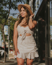 Load image into Gallery viewer, Plaid Cut-Out Ruffle Hem Dress
